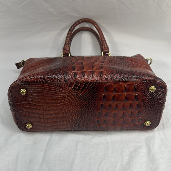 SOLD!! Lg Duxbury Dome Croc Embossed Leather Satchel Shoulder Bag W/Strap/Cover - Picture 7 of 16